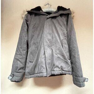 Aritzia Tna Vail Winter Goose Down Parka Jacket Small Gray Faux Fur Hood Pockets